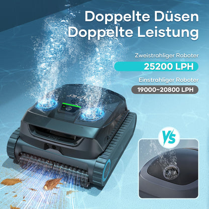AIPER Scuba X1 Poolroboter mit App, 25200 LPH Mühelose Sauberkeit mit Doppel-Auslass, 3 μm Ultra-Feinfiltersystem